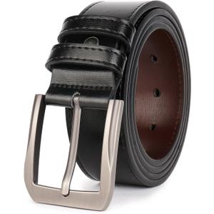 beltox fine Mens Casual Leather Jeans Belts 1 1/2 Wide 4MM Thick Alloy Prong Buckle Work Dress Belt for Men (Black)