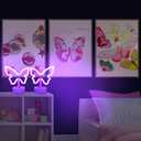 Purple Butterfly Neon Sign Lights - 2 Pack Butterfly Decorations for Girls Bedroom Battery/USB-Powered Purple Room Decor, Aesthetic for Room, Home, Party, Nursery