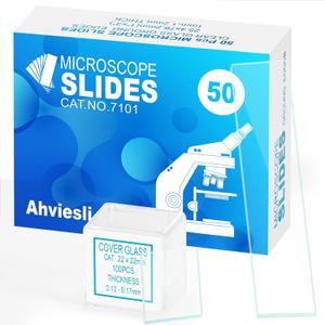 Microscope Slides and Covers Kit  50 Blank Pre-Cleaned Glass Slides for Microscope, 100 Cover Slips, for Teachers, Students, Families, and Science Enthusiasts