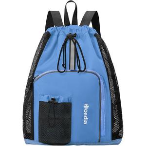 Hoedia Mesh Swim Bag Drawstring Backpack Beach Backpack for Swimming, Pool, Gym, and Workout Gear 