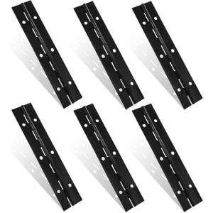 6 Pack 6 inch Heavy Duty 304 Stainless Steel Piano Hinge, Marine Grade Continuous Hinge with Holes for Cabinets, Boat & Marine Doors(Black)