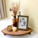 Corner Counter Wood Shelf, Rustic Pedestal Stand, Farmhouse Corner Shelves Stand, Tray Riser for Coffee Bar, Bathroom Countertop Organizer Corner, Centerpiece Display Riser for Kitchen (Wooden)