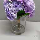 Hollyone Purple Hydrangea Artificial Flowers in Vase Latex Real Touch Large Faux Hydrangea Flowers Arrangements Hydrangeas Fake Flower with Glass Vase with Faux Water for Table Centerpiece Home Decor