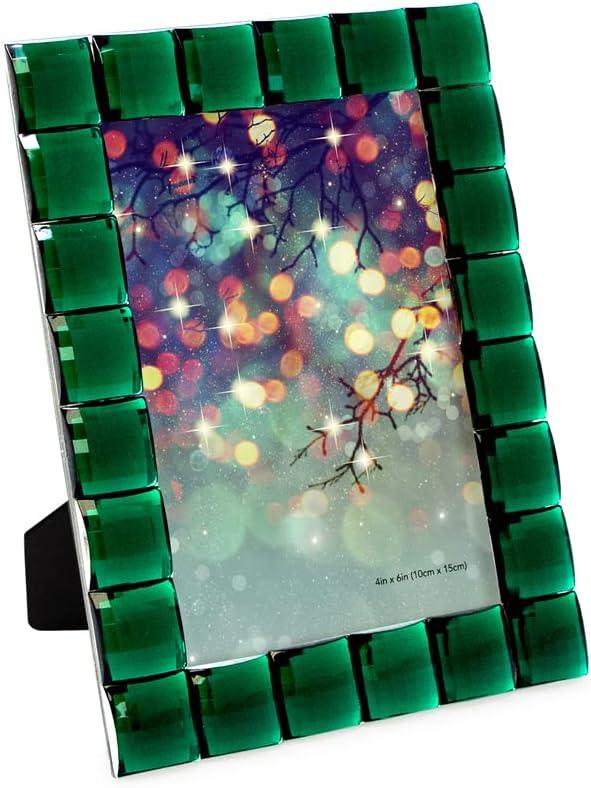 Isaac Jacobs Decorative Sparkling Jewel Picture Frame, Photo Display & Home Dcor (4x6, Emerald Green)