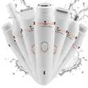 USB Rechargeable 7 in 1 Portable Charging Epilator, Electric Shaver for Face, Body, Nose, Eyebrow, Arms, Legs, Instant & Painless Beauty Tools Kit for All Skin Types (White)