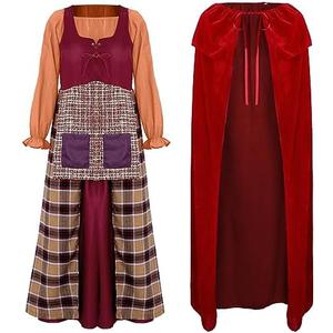 Liitrsh 2 Pcs Halloween Magical Women Costume Renaissance Witch Gothic TV and Movie Costume Medieval Red Velvet Cape