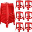 Leinuosen 6 Pcs Plastic Stool for Classroom 18 Inch Stackable School Stools Modern Portable Nesting Chair for Kids Students Classroom School Home Office (Red)