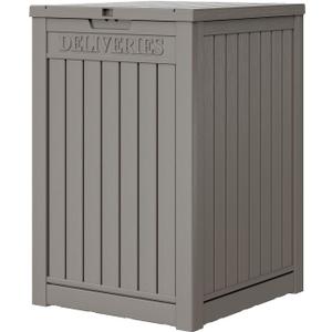 Package Delivery Box for Outside, 48 Gallon Storage with Lockable Secure, Large Double Wall Resin Outdoor Package Delivery Waterproof Deck (Grey)