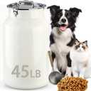 Dog-Cat Food Storage Container 45 lb/48 Qt, Large Stainless Steel Pet Food Bin with Airtight Lid & Scoop Included, Durable 304 Metal Storage for Dogs & Cats