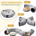 Cat Tunnel Bed for Indoor Cats - Cute Cat Donut Tunnel with Washable Circle Cushion, Round Pet Play Tunnel Toy for Kitten/Puppy/Rabbit,Grey