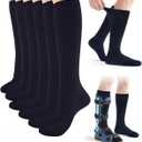 Walking Boot Sock Liner for Cam Walker Boot,Breathable Surgical Tube Cast Sock for Fracture Orthopedic Boot Women and Men 3 Pairs Navy blue