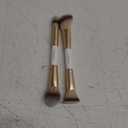 DUcare Makeup Brushes Duo End Foundation Contour Powder and Buffer Brush Bronzer Double Makeup Brush Set 2Pcs white (B04)