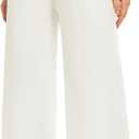 FUNYYZO Wide Leg Pants Women's High Elastic Waisted in The Back Business Work Trousers Long Straight Suit Pants (White, M)
