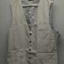 Mens Linen Suit 2 Piece Short Suits for Men Casual Summer Beach Wedding Suit Linen Vest Shorts Set (3X-Large, Grey)