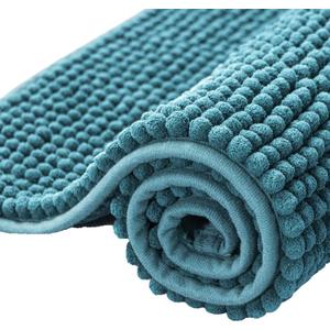 SUBRTEX Bathroom Rugs Chenille Bath Rug Soft Short Plush Bath Mat Soft Shower Mat Water Absorbent Shower Mat Quick Dry Machine Washable(Stone Blue,24" x 60")