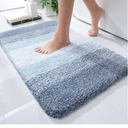 OLANLY Bathroom Rug Mat 24x16, Extra Soft and Absorbent Polyester Bath Rugs, Non-Slip Plush Shaggy Bath Carpet, Machine Wash Dry, Bath Mats for Bathroom Floor, Tub and Shower, Blue