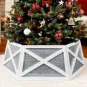Pruchant Christmas Tree Collar for 7.5 ft Tree, 30" White Hexagon Farmhouse Tree Stand Base Cover in Rustic Wood and Galvanized Metal, Tree Skirt for Christmas Trees Decoration