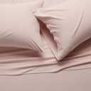Amazon Basics 4 Piece Breathable 100% Cotton Jersey Knit Bed Sheet Set, Includes Flat and Fitted Sheets, Pillowcase, Queen, Blush