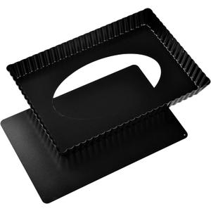 Special Shapes Fruit Tart Pan with Removable Loose Bottom Non-stick Carbon Steel (12 inch Rectangle)