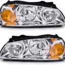 Headlights Assembly for 2004 2005 2006 Hyundai Elantra models only Chrome Housing Amber Reflector Replacement Driver & Passenger SideNo bulbs included