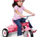 Radio Flyer Pink Rider Trike, for Ages 2.5-5, Adjustable Seat, Steel Construction, Quiet Ride Wheels, Covered Storage Bin, Comfort Grip Handlebars, Easy Carry Seat Handle, Tricycle for Toddlers
