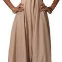 Sexy Jumpsuits for Women Summer Sleeveless Tie Up Backless Top Wide Leg Pants Jumpsuit Club Night Out Outfits (Small, A2 Khaki - Somewhat Big Plz Go One Size Down)