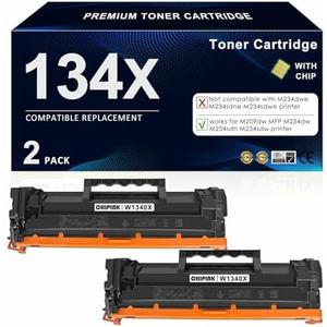 Chipink 134X Black Toner Cartridge (with Chip) Replacement Compatible with HP 134X Toner Cartridges W1340X 134A for MFP M234dw M234sdw Printers Ink | High Yield, 2 Pack, Black