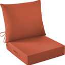 Outdoor Seat Cushion Set, Waterproof & Fade Resistant Patio Chair Cushions, Outdoors Cushion for Patio Furniture, 24 x 24 x 5.75 Inch, Outdoor Couch Cushions with Handle and Ties, Spice