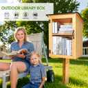 Outdoor Library Book Box - Double Free Literature Exchange Box Outdoor Book Storage Little Wood Cabinet with Shelf for DIY, Neighborhoods Community and Schools Sharing Books, Literature and Newspapers
