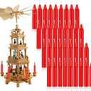 Nuanchu 26  Pcs Christmas Tree Candles for Pyramids 4 x 0.8 Inches Traditional Christmas Wax Candles for Xmas Tree Holiday Seasonal Celebration Decoration (Red)