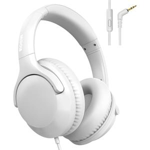 MIDOLA Wired Headphones Over-Ear Hi-Fi Sound with Microphone Adjustable Foldable, 1.5M Cord & 3.5mm Jack, Lightweight Headset for Kids Adults PC iPad Laptop White