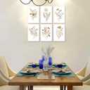 6Pcs Watercolor Flower Wall Art Colorful Wildflowers Canvas Botanical Prints Neutral Floral Poster Neutral Vintage Picture Boho Painting Minimalist Bouquet Wall Decor for Living Room Bedroom Framed (yellow)