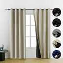 100% Blackout Curtains for Living Room, Black Out Curtains 84 inch Long, Room Darkening Curtains for Bedroom, Thin Blackout Curtains, Beige, 54 Wide, 2 Panels
