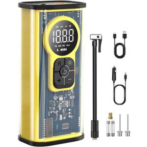 Electric Bike Tire Pump, Portable Electric Air Pump for Road Bicycle, E-Bike, Motorcycle, Car Tires and Sports Ball Inflation