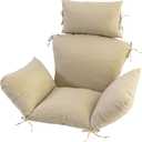 Egg Chair Cushion with 8 Securing Straps, Water-Repellent & Fade-Resistant Faux Linen, Removable Cover, Replacement Cushion for Most Single Outdoor Hanging Swing Egg Chairs Nature