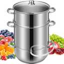 VIVOHOME Stainless Steel Steam Jucier Extractor Fruit Vegetables Juicer Steamer Pot 11 Qt with Tempered Glass Lid, 2 Hose, Clamp, Loop Handles