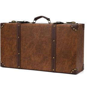 feilario Vintage Leather Storage Trunk Small Portable Decorative Luggage Suitcase Movie Prop Luggage- 2 Size Option, Brown (Brown, S) feilario Vintage Leather Storage Trunk Small Portable Decorative Luggage Suitcase Movie Prop Luggage- 2 Size Option, Brown (Brown, S)