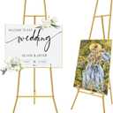 Gold Easel Stand for Sign - Heavy Duty Metal Freestanding Adjustable Display Stand (3-Tier), Large Professional Easel for Paintings, Artwork & Commercial Displays, Durable Exhibition Easel