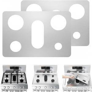 2 Pack Stove Top Protector for Samsung and LG Gas Stove Range, Reusable Gas Stove Burner Liners, for Model LDG4315 LRG4115 LRG4113 LDG4313 LRGL5821 LRGL5825 LRGL5925 LSGL6335DF, 0.3MM Silver