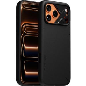 Aulumu A17 Vegan Leather CoolHyper iPhone 17 Pro Max Case | Camera Control | with Cooling Fins | Luxury Comfort | Compatible with MagSafe | Complete Wrap-Around - Black