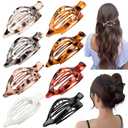8 Pcs Flat Hair Clips for Women, French Large Flat Claw Clips for Women, Strong Hold Tortoiseshell Hair Claw for Thick Thin Hair 2 Pack