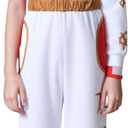 Children's Clothing Girls Zombie Cheerleader Uniform Mesh Top Hoodie Pants Cosplay Halloween Party Costume (White)