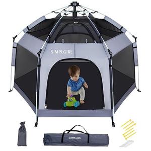 Premium Indoor and Outdoor Baby Playpen - Portable, Lightweight, Pop Up Pack and Play Toddler Play Yard w/Canopy and Travel Bag- Grey, 5.91 x 35.43 x 6.3 inches