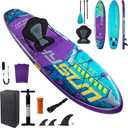 11'6" Inflatable Stand Up Paddle Board with Kayak Seat, 485 lbs Max Weight Capacity Heavy Duty ISUP for Adults, 33" Extra Wide Blow Up Paddleboard for Family Multi-Person Fishing Yoga