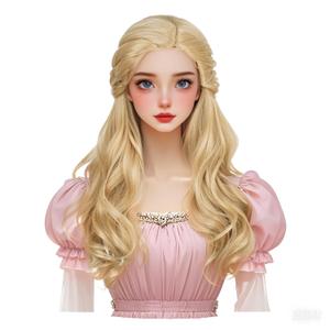 Wiggy Mermaid Blonde Wavy Wig for Women 70CM Long Blonde Curly Elf Wigs Princess Queen Wig for Halloween Costume Cosplay Movie Roleplay Party