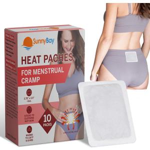 SunnyBay Heat Patches for Menstrual Cramp, Air-Activated Adhesive Heat Pads for Period, 130 F Warmth up to 8 Hours, Stick to Clothing Not Skin, 2.75 x3.5 inches, 10-Count