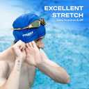10 x COOLMATE Fabric Swim Cap for Women, Men & Kids Silicone Water Resistant Layer, Lightweight Cloth Cap for Pool & Lap Swimming Non-Slip Comfortable Fit, Gift for Swimmers (1 Pack) (Blue, L)