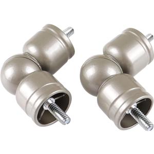 Adjustable Corner Connector for 1 Inch and 7/8 Inch Diameter Curtain Rods, 2 Pack Superior Elbow Connectors for Corner and Bay Window Rods, Antique Silver