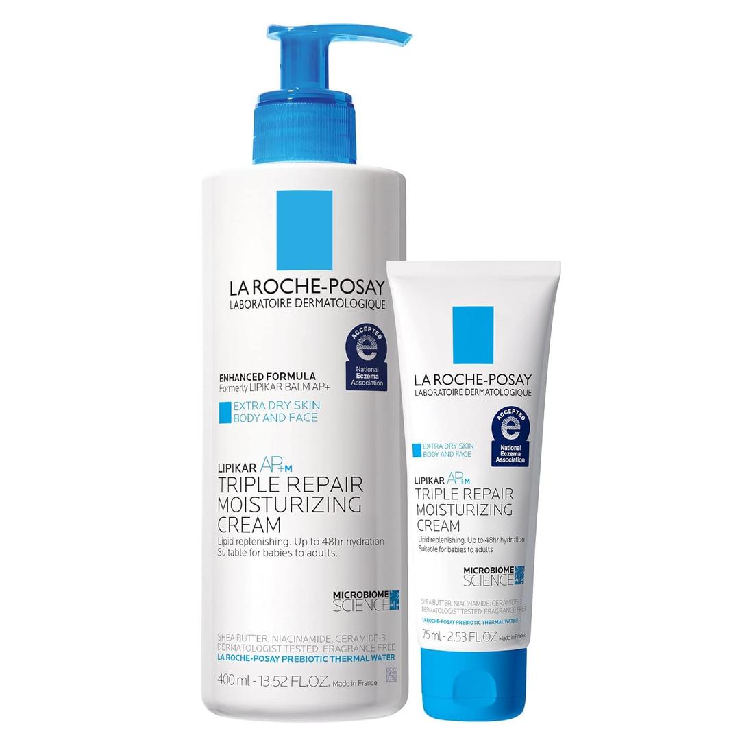 La Roche-Posay Lipikar AP+ Triple Repair Moisturizing Cream | Face & Body Lotion For Dry Skin | Shea Butter & Niacinamide Moisturizer | Gentle Face & Body Cream For Dry, Rough & Sensitive Skin (8.03 Fl Oz (Pack of 2))