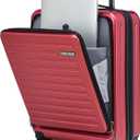 TydeCkare 20 Inch Carry On Luggage with Front Pocket, 21.65 * 15.35 * 7.87" Suitable for Airplane Overhead Bin, 34L PC+ABS Hardshell, Wine Red